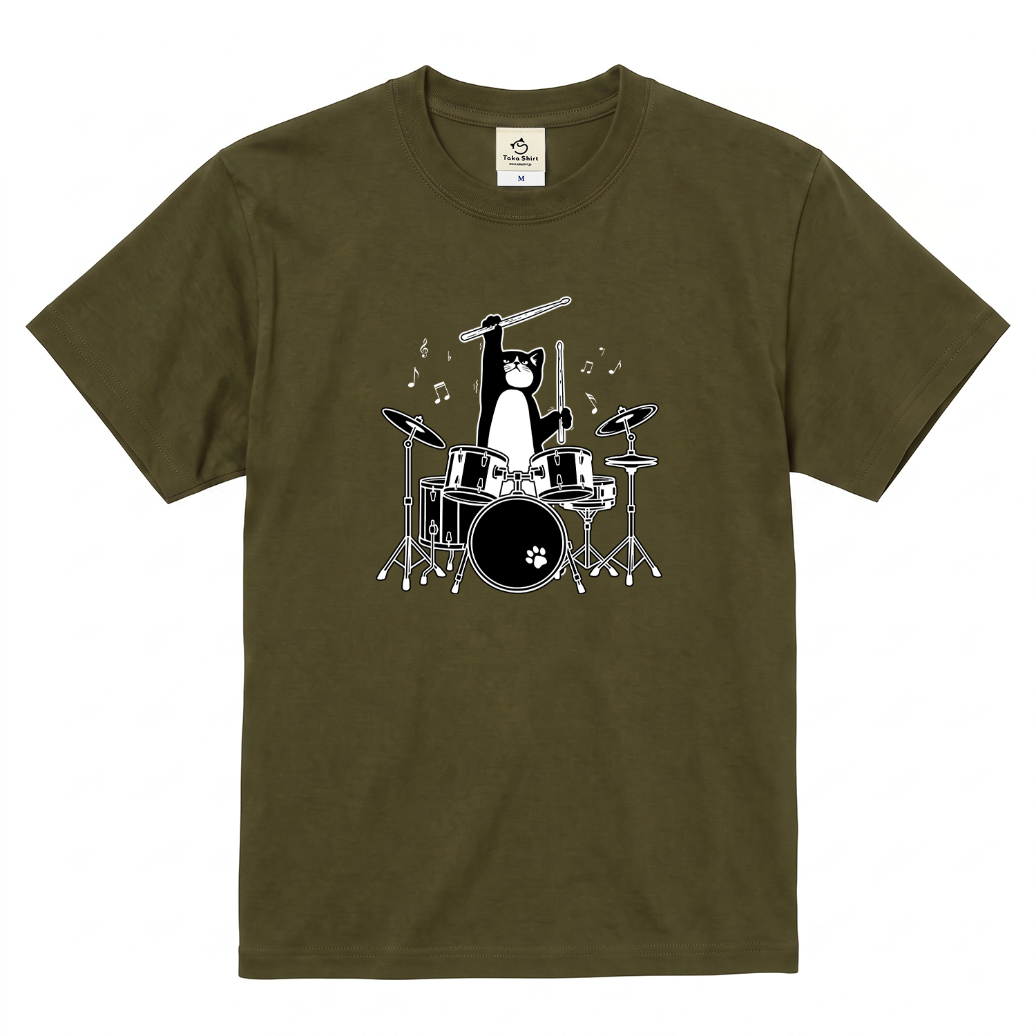 猫ドラム 猫Tシャツ|音楽好きに人気